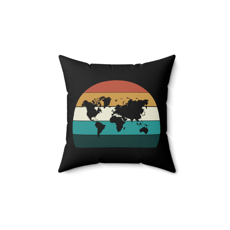 Humorous Vacations Location Geography Globally Hometown States Patriotic Spun Polyester Square Pillow