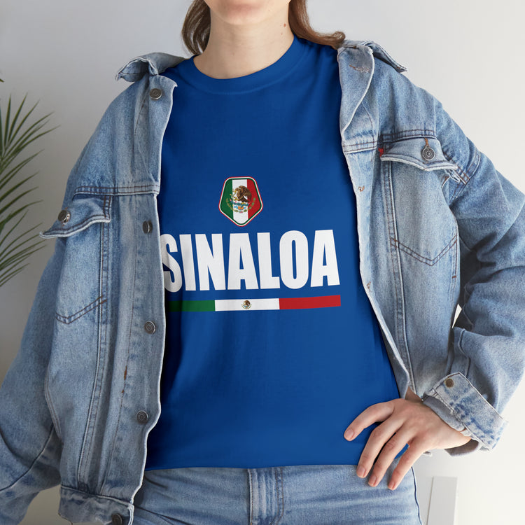 Shirt Funny Sinaloa Mexico Flag Illustration Mexican Pride Symbol T-Shirt Unisex Heavy Cotton Tee