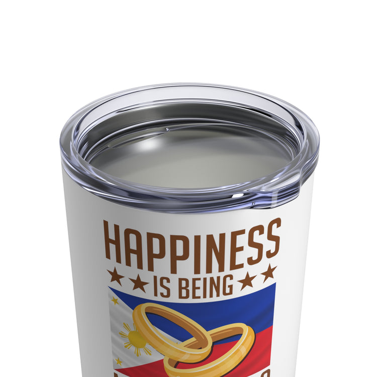 Humorous Happiness Is Married To Filipino Asian Wife Husband Novelty Marriage Nationalistic Philippines Flag Tumbler 10oz