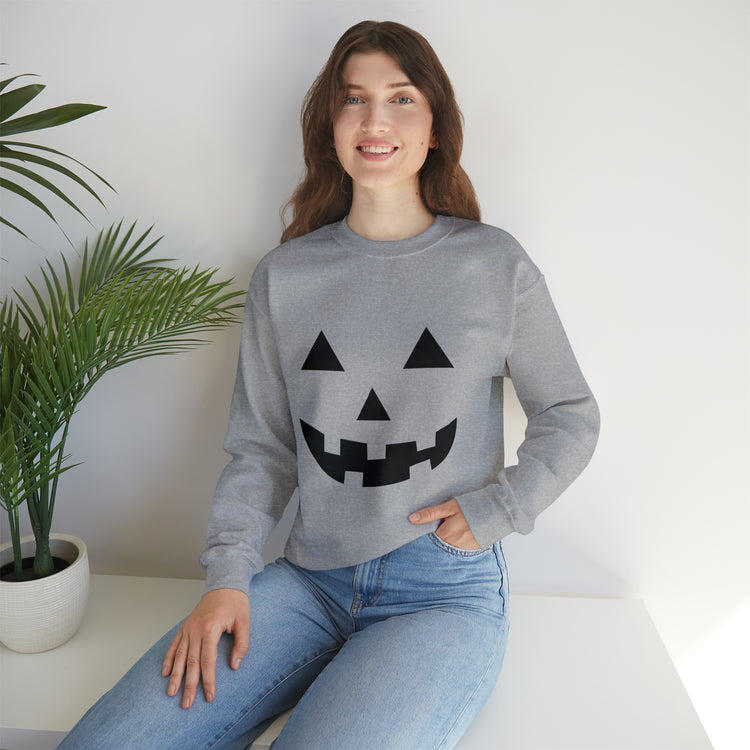 Humorous Pumpkins Illustration Tricks Treats Graphic Gag Unisex Crewneck Sweatshirt