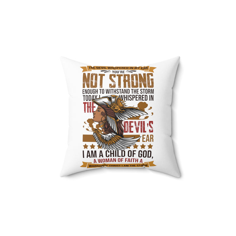 Inspirational Fighting Prayer Devotee Graphic Catholic Spun Polyester Square Pillow