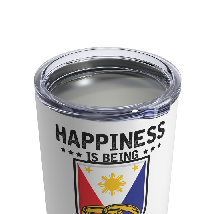 Humorous Happiness Is Married To Filipino Asian Wife Husband Novelty Marriage Nationalistic Philippines Flag Tumbler 10oz