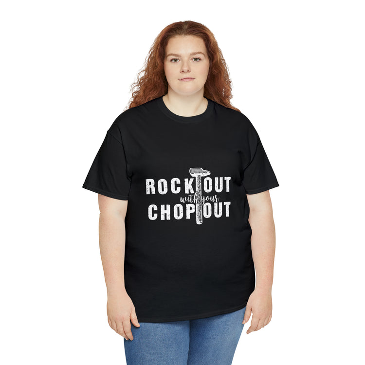 Shirt Funny Rock Out With Your Chop Music Vibes Guitar Enthusiast T-Shirt Unisex Heavy Cotton Tee