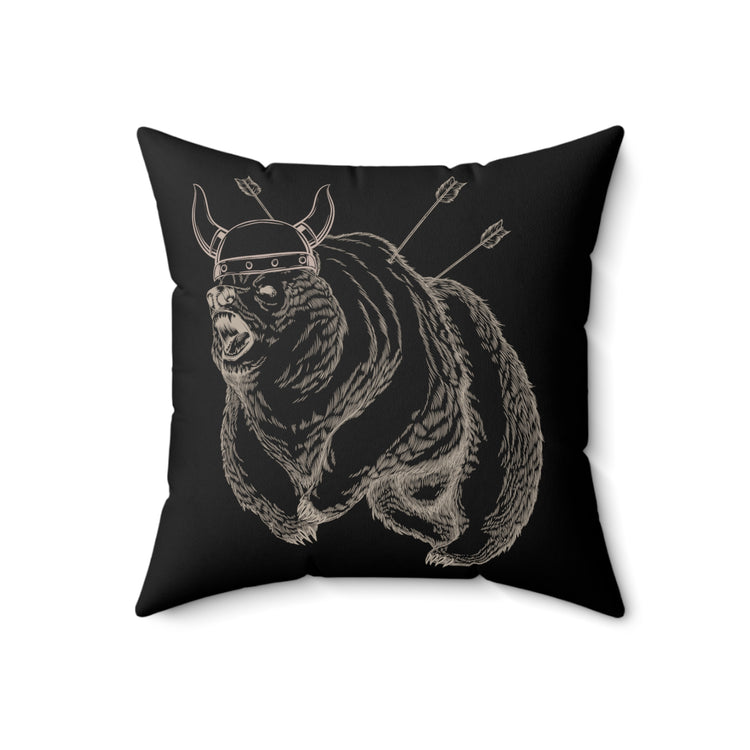 Cool Grizzly Bear Viking Mythology Strong Animal Warrior Spun Polyester Square Pillow