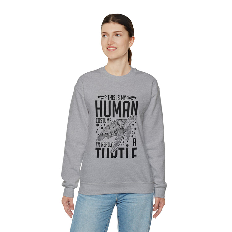 Funny Turtle Dressing Turtles Devotee Graphic Sayings Gag Unisex Crewneck Sweatshirt