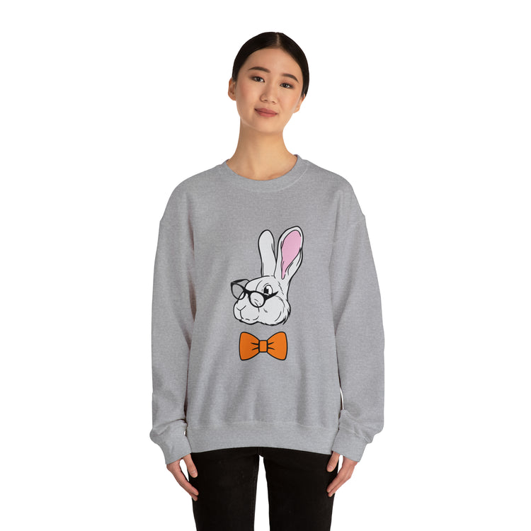 Funny Christian Egg Hunting Brainy Nerd Bunny Unisex Crewneck Sweatshirt