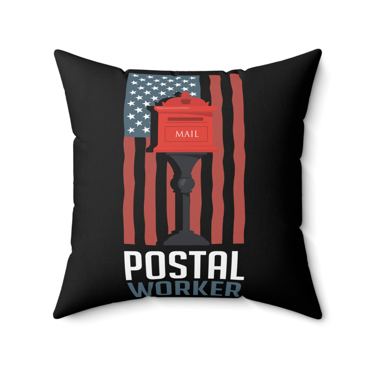 Vintage USA Flag Distressed Graphic Mailmen Appreciation Spun Polyester Square Pillow