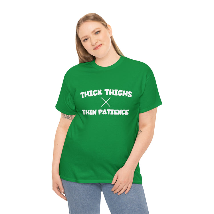 Shirt Funny Thick Thighs Thin Patience Introvert Confidence Unique Statement Breathable T-Shirt Unisex Heavy Cotton Tee