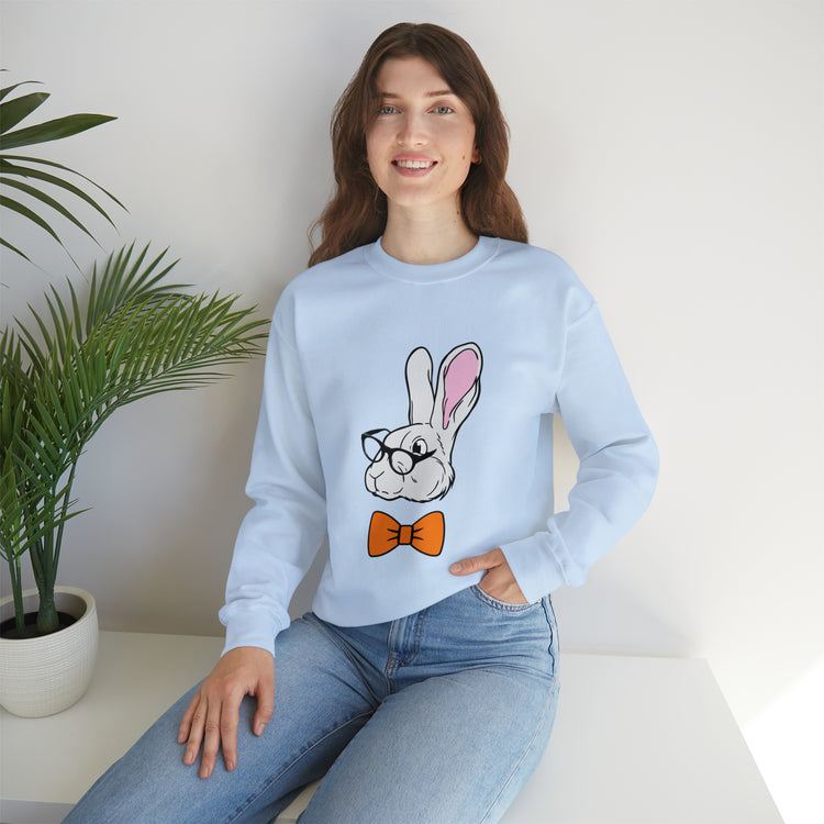 Funny Christian Egg Hunting Brainy Nerd Bunny Unisex Crewneck Sweatshirt