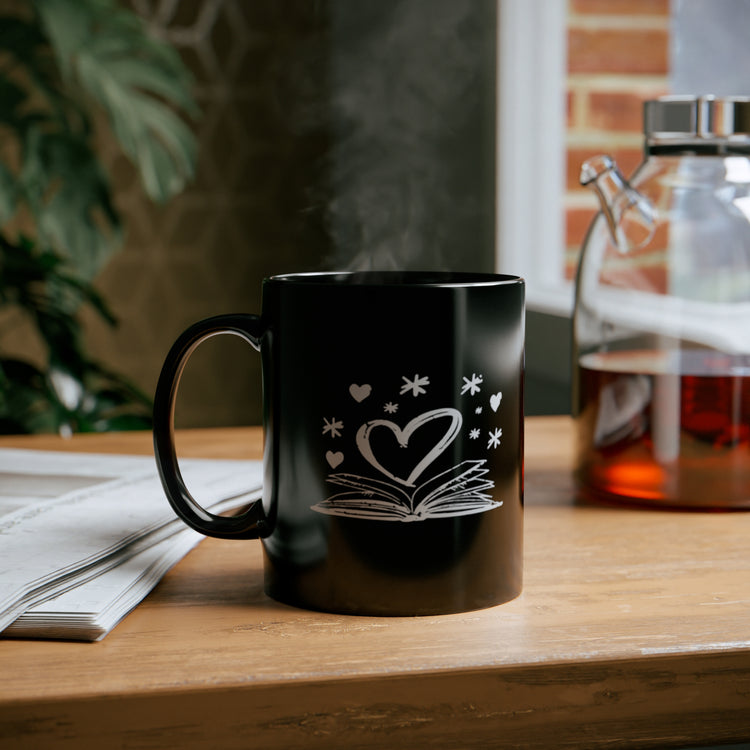 librarian valentine 11oz Black Mug