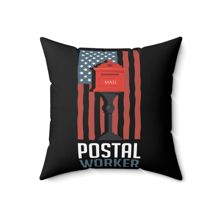 Vintage USA Flag Distressed Graphic Mailmen Appreciation Spun Polyester Square Pillow