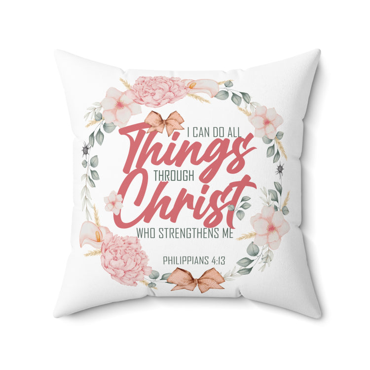 Inspirational Minimalists Christianity Devotee Statements Scriptures Verses Spun Polyester Square Pillow