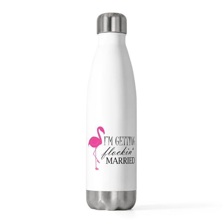 Humorous Bridal Entourages Flamingoes Illustration Puns Hilarious Bridesmaids Flocks Graphic Saying Gag 20oz Insulated Bottle