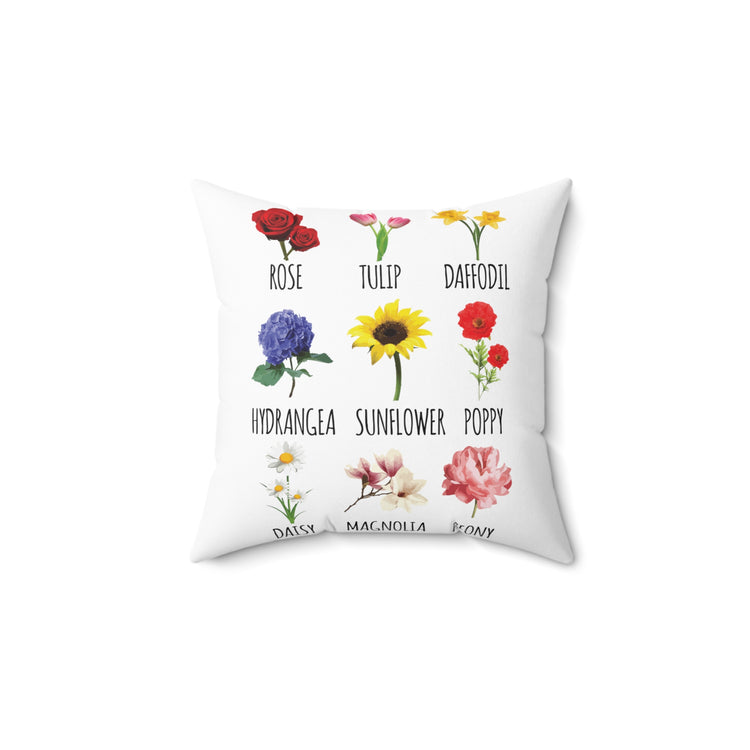 Humorous Planting Illustration Leaves Definition Plant Flowers Spun Polyester Square Pillow