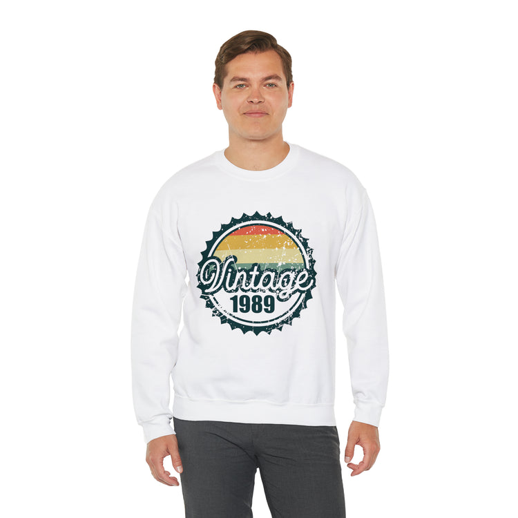 Vintage Thirties Birthday Distressed Illustration Funny Mockery Unisex Crewneck Sweatshirt