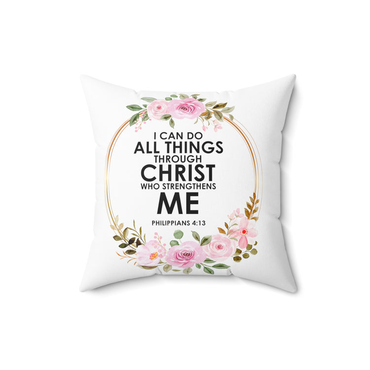 Inspirational Minimalists Christianity Devotee Religious Uplifting Scriptures Verses Spun Polyester Square Pillow