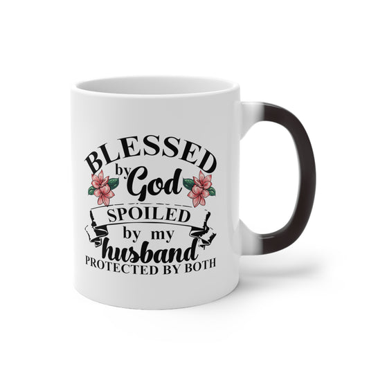 Favored Of God Spoiled By My Husband Quote Tee Shirt Gift | Cute Protected Worshipper Saying Men Women T Shirt Color Changing Mug