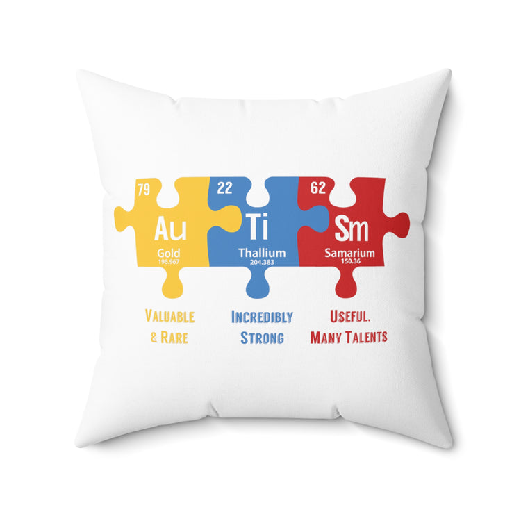 Autism Awareness Puzzle Periodic Elements Autistic Behavior Spun Polyester Square Pillow