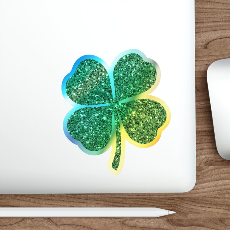 Motivational Glittery Shamrocks Festivities Clovers Festivals Holographic Die-cut Stickers