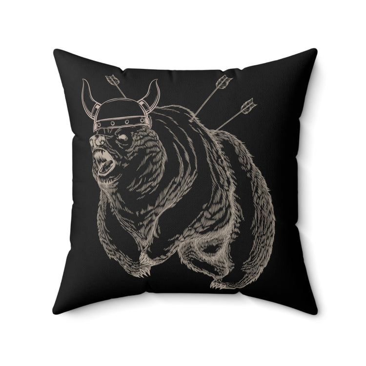 Cool Grizzly Bear Viking Mythology Strong Animal Warrior Spun Polyester Square Pillow