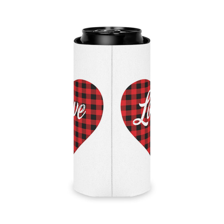 buffalo plaid heart 2 Can Cooler