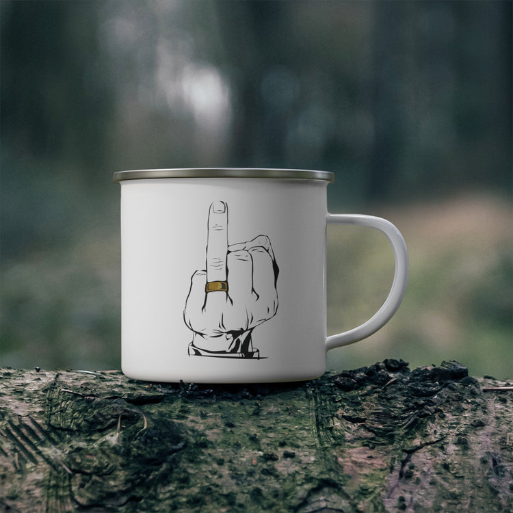 Humorous Groom Weddings Bachelors Hand Illustration Wedding Bridal Enamel Camping Mug