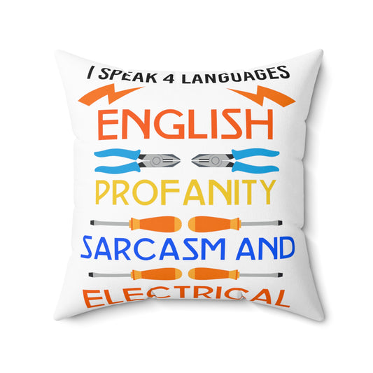 Humorous Electronics Motor Engines Technologist Machinist Polyester Square Pillow