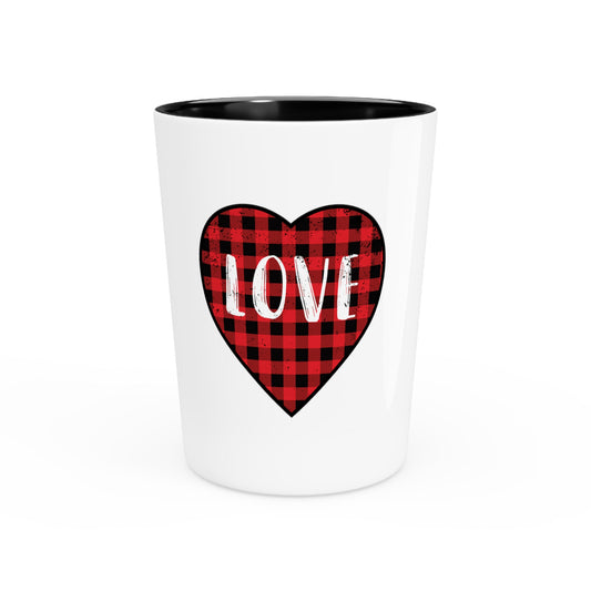 Motivational Checkered Hearts Couples Lovers Illustration Inspirational Plaid Heart Spouses Valentines Gags Shot Glass