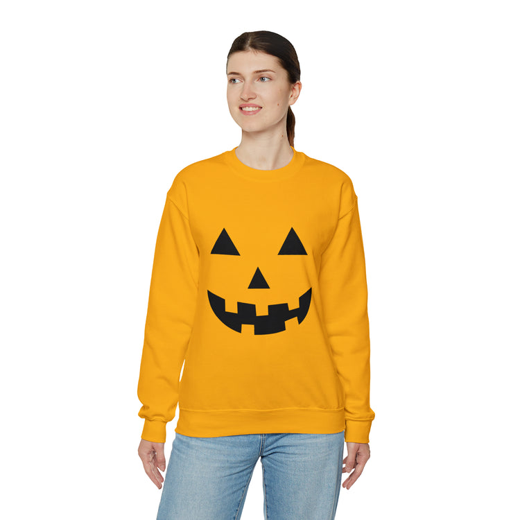 Humorous Pumpkins Illustration Tricks Treats Graphic Gag Unisex Crewneck Sweatshirt