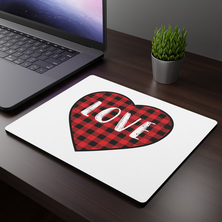 Motivational Checkered Hearts Couples Lovers Illustration Inspirational Plaid Heart Spouses Valentines Gags Rectangular Mouse Pad