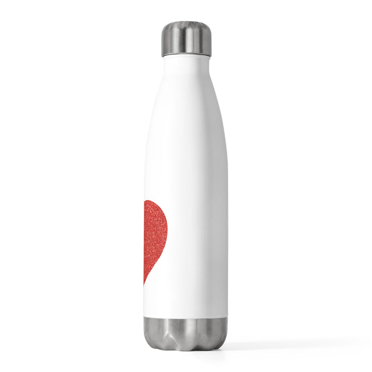 Red Glitter Effect Heart Valentines Day Men Women 20oz Insulated Bottle