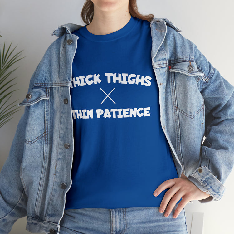 Shirt Funny Thick Thighs Thin Patience Introvert Confidence Unique Statement Breathable T-Shirt Unisex Heavy Cotton Tee