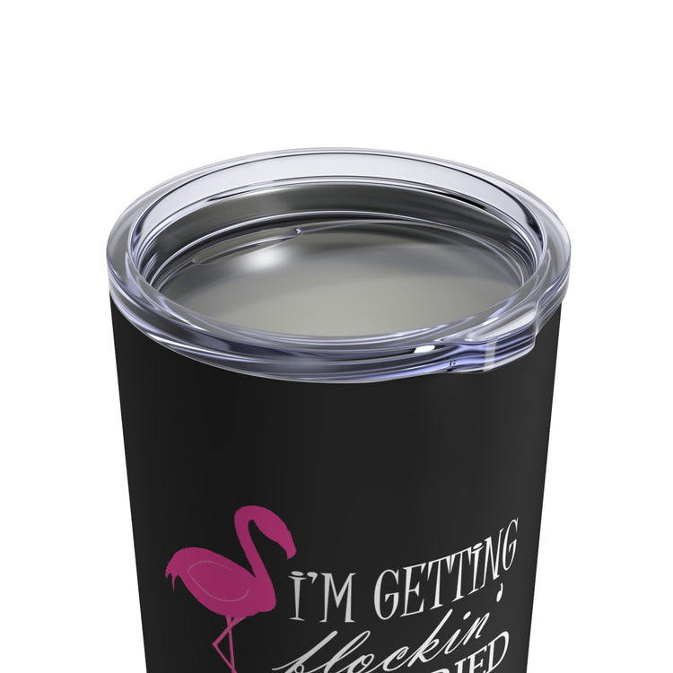 Humorous Bridal Entourages Flamingoes Illustration Puns Hilarious Bridesmaids Flocks Graphic Saying Gag Tumbler 10oz