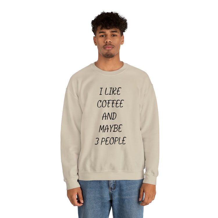 Humorous Caffeinated Introverts Illustration Saying Line Pun Unisex Crewneck Sweatshirt