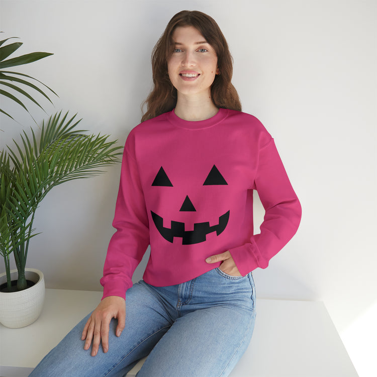 Humorous Pumpkins Illustration Tricks Treats Graphic Gag Unisex Crewneck Sweatshirt