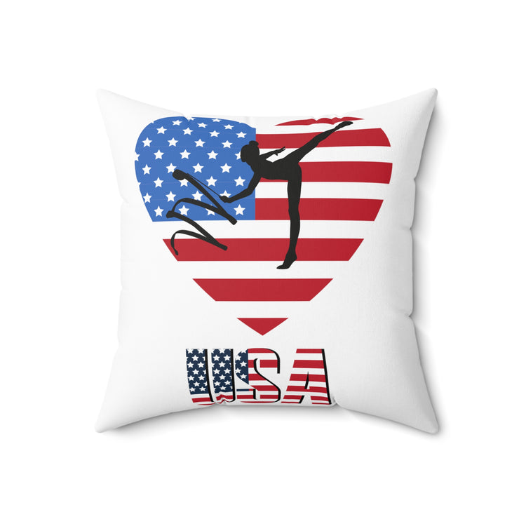 Humorous Acrobatics Athletic Patriotic Patriotism Spun Polyester Square Pillow