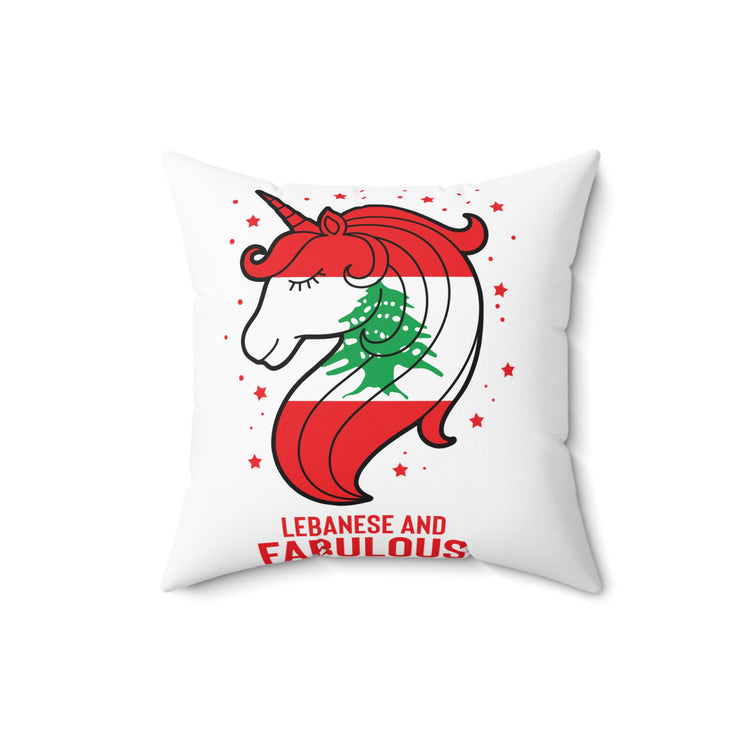 Humorous Lebanese Christmas Magical Horse Nationalistic Spun Polyester Square Pillow