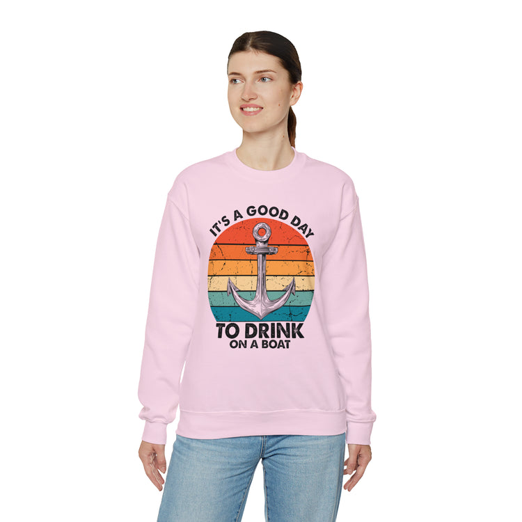 Humorous Its A Nice Day To Drink On A Boat Kayaking Graphic Unisex Crewneck Sweatshirt