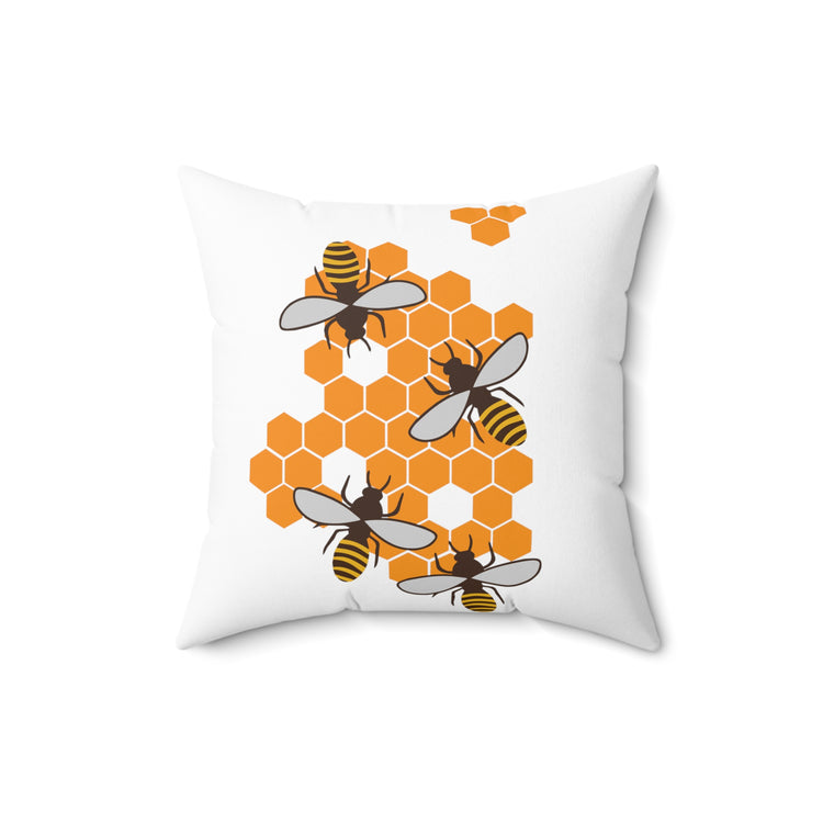 Beehive Bees Beekeeper Environmentalist Yellow Bee Hive Lover Spun Polyester Square Pillow