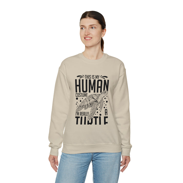 Funny Turtle Dressing Turtles Devotee Graphic Sayings Gag Unisex Crewneck Sweatshirt