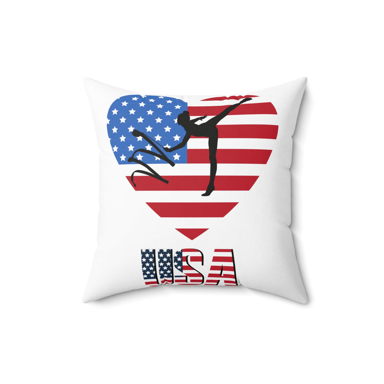 Humorous Acrobatics Athletic Patriotic Patriotism Spun Polyester Square Pillow