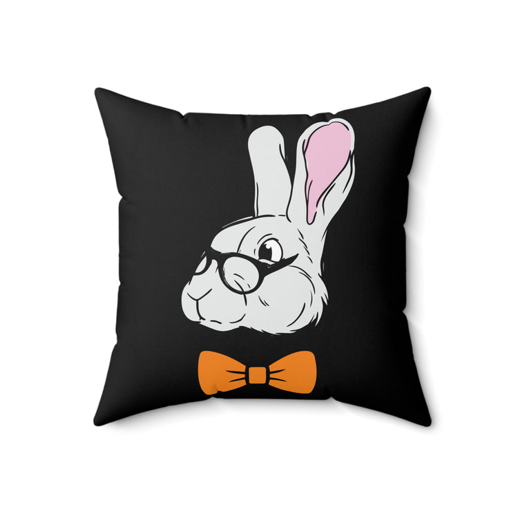 Funny Christian Egg Hunting Brainy Nerd Bunny Spun Polyester Square Pillow