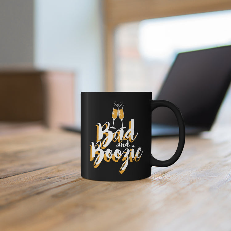 Bad and Boozie Engagement Shirts Wifey Bridal Shower Black mug 11oz