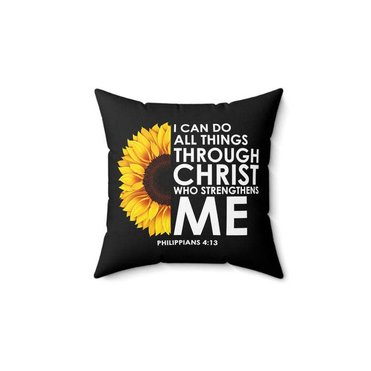 Inspirational Christianity Sunflowers Philippians Catholic Religious UScripture Spun Polyester Square Pillow