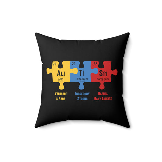 Autism Awareness Puzzle Periodic Elements Autistic Behavior  T Shirt Spun Polyester Square Pillow