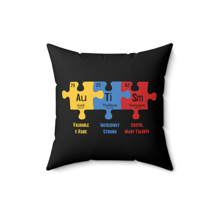 Autism Awareness Puzzle Periodic Elements Autistic Behavior  T Shirt Spun Polyester Square Pillow