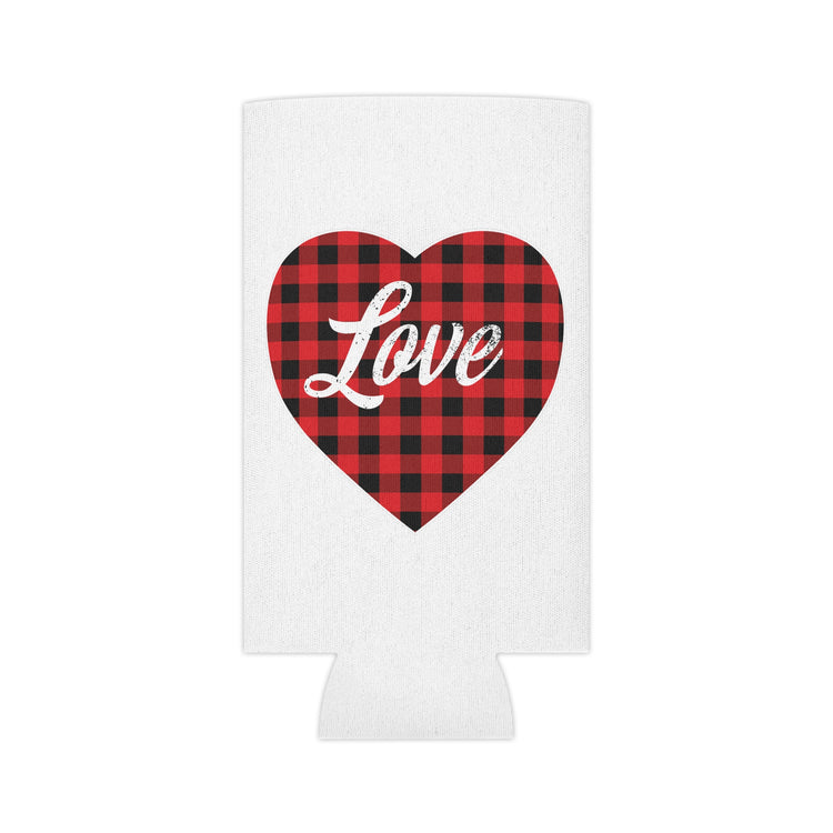 buffalo plaid heart 2 Can Cooler