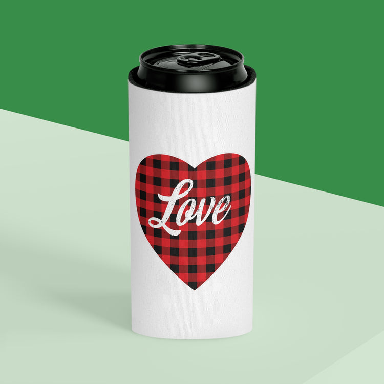 buffalo plaid heart 2 Can Cooler