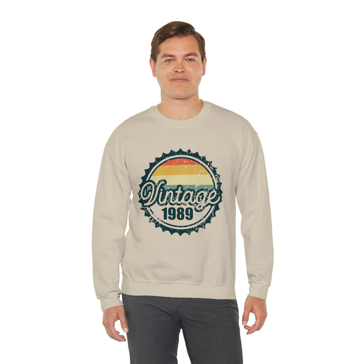 Vintage Thirties Birthday Distressed Illustration Funny Mockery Unisex Crewneck Sweatshirt