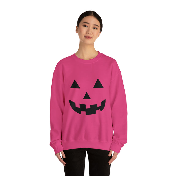 Humorous Pumpkins Illustration Tricks Treats Graphic Gag Unisex Crewneck Sweatshirt